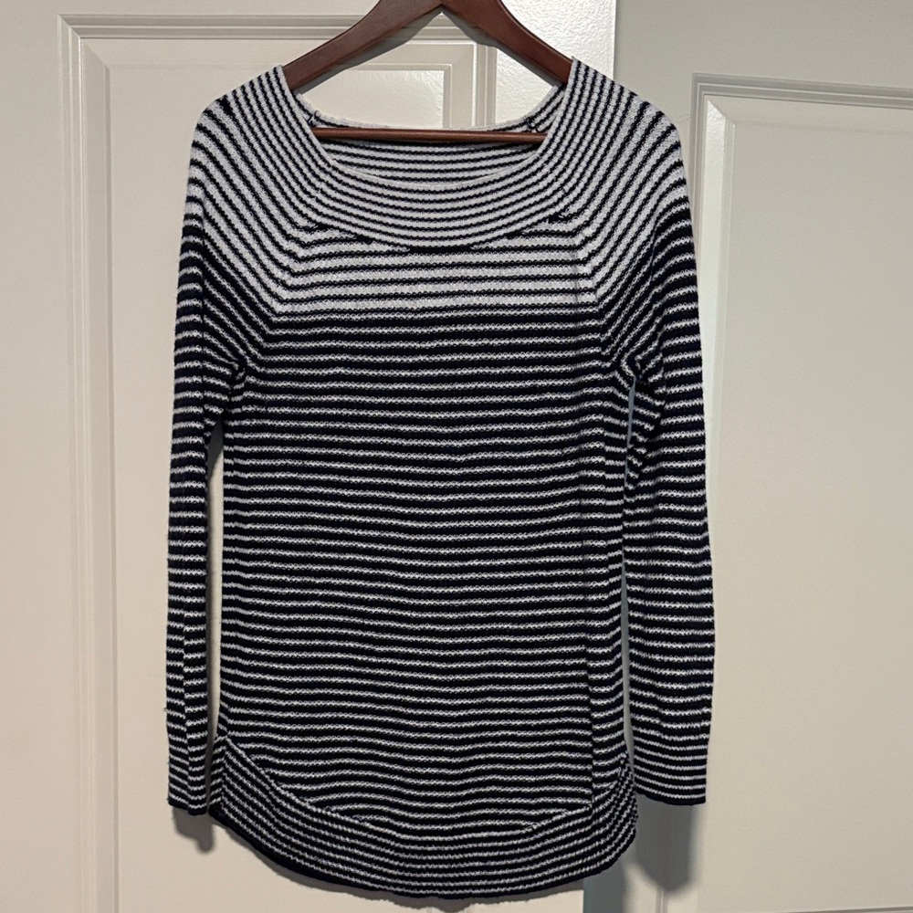 LOFT Black and White Striped Sweater